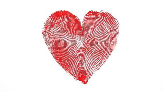 Red heart shape formed by fingerprint pattern