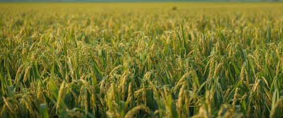 Obraz premium Golden rice field ready for harvest