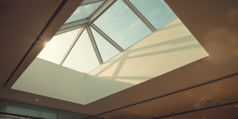 Obraz premium Transparent roof skylight boosting sunlight exposure indoors