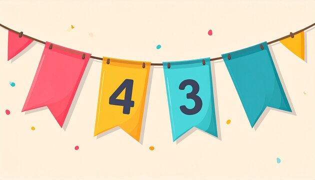 Festive Flag Garland with Number 43 for Birthday and Anniversary Party