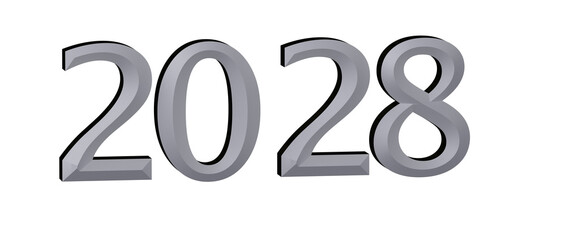 2028 year in metallic style. Perfect for new year greetings, future vision concepts, or business des © vegefox.com