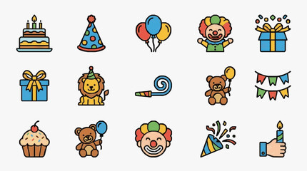 Fototapeta premium Illustrated Birthday Party Celebrations.