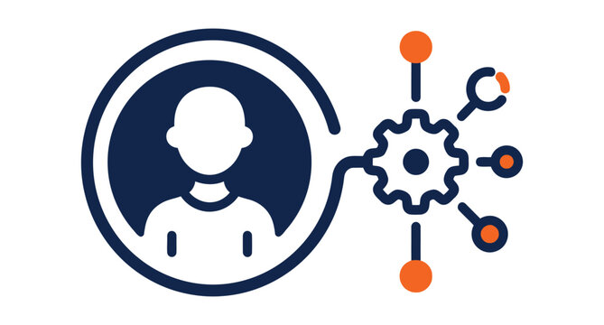 User account management settings configuration icon vector with settings, management