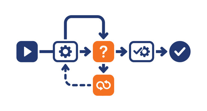 Process workflow diagram with decision point and workflow decision management business