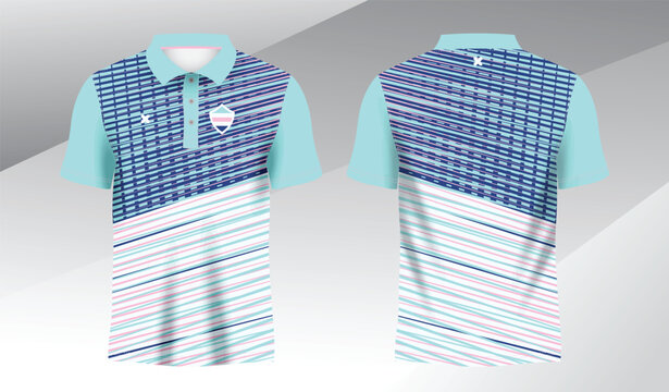 blue mix colorful polo sport shirt sublimation jersey template