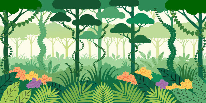 Jungle, trees, water, forest.