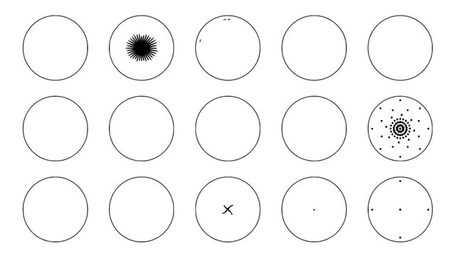 Circle Pattern Grid with Minimal Dot Designs and Small Decorative Icons Arranged in Rows on Clean Background