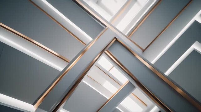 プラチナとブロンズの交差する線で描かれた高級不動産のファサード