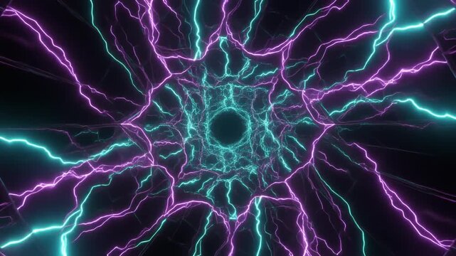 弾ける稲妻のラインのみで構築されたモダンで抽象的な3Dワイヤーフレーム構造