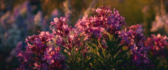 Obraz premium Lively vertical scene of blooming purple and pink flowers with rich tones