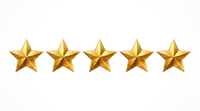 Five golden stars rating icon set