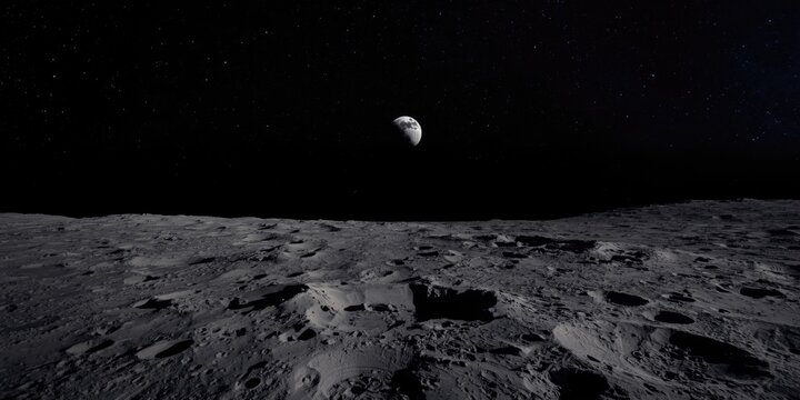 serene lunar landscape under a clear night sky