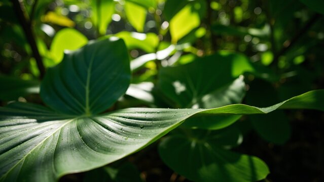 Glossy Tropical Leaf Close-Up