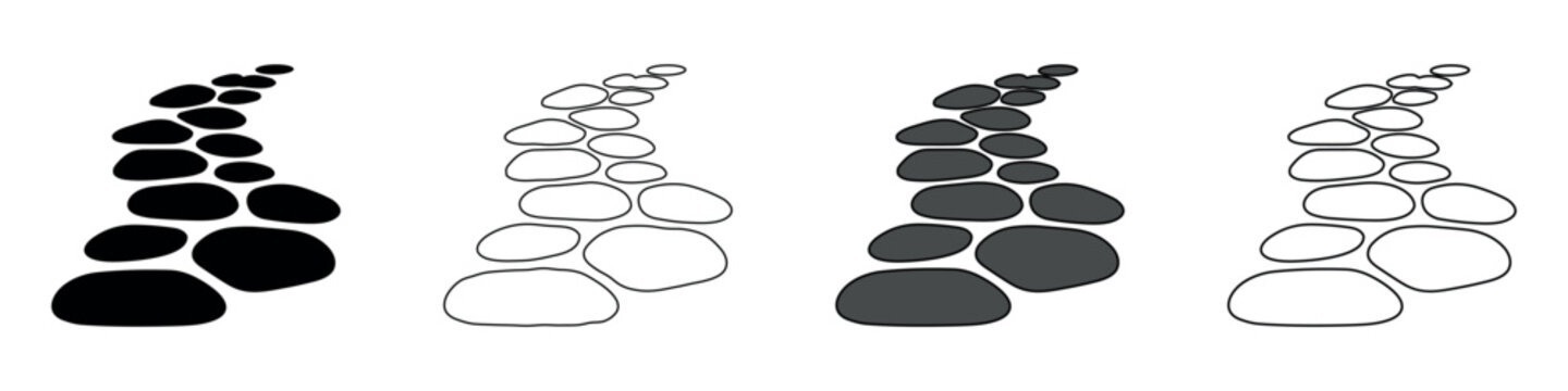 Set of four different styles of stepping stone path icons on a white background
