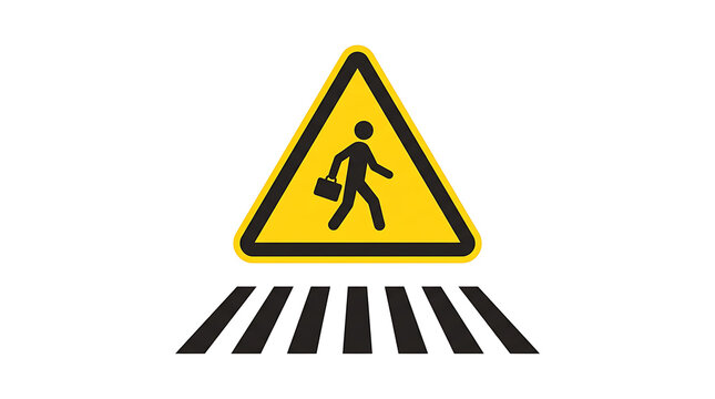 Pedestrian crossing warning sign with person icon