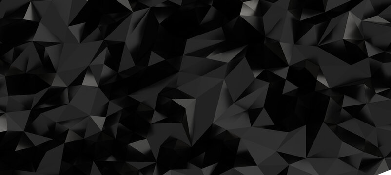 Abstract dark geometric pattern with low poly design and textured facets