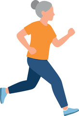 Fototapeta premium Active Senior Woman Jogging Vector Illustration Featuring Elderly Female Runner Exercising for Health and Fitness Isolated on White Background