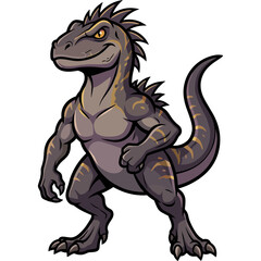 Fototapeta premium A cartoon illustration of a muscular lizard creature standing proudly on two legs in a powerful stance.