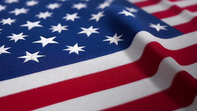 Detailed close up of a waving american flag