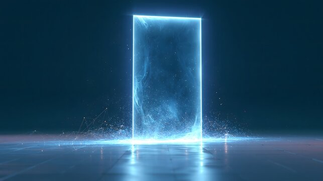 Digital technology backdrop Cyan electric gate with dark copy space