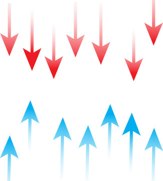 Red Downward and Blue Upward Arrows Convection Heat Air Flow Concept PNG