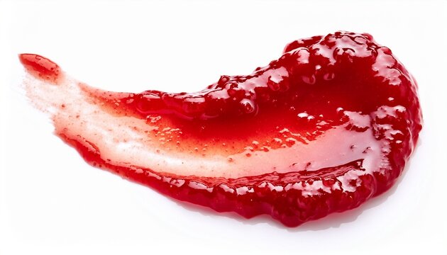 raspberry sauce jam smear isolated on white background