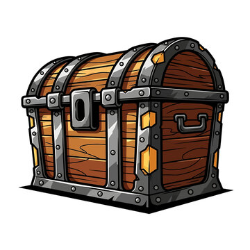 Old wooden treasure chest with metal.