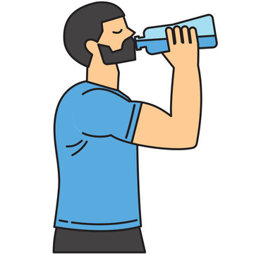 a man in gym suit drink water from bottle for hydration icon