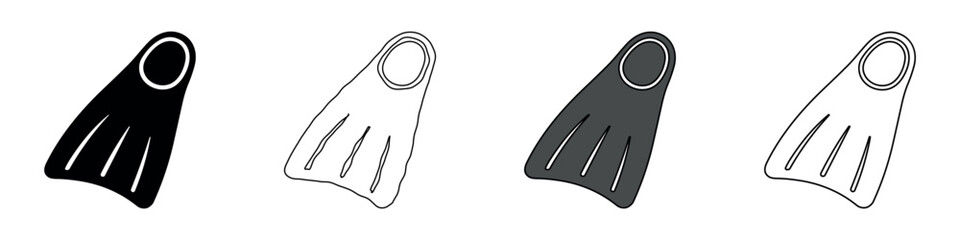 Collection of four diving fins in different styles and colors © Ophelia