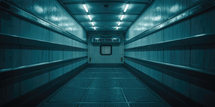 Refrigerated truck cargo space with lighting for frozen product delivery