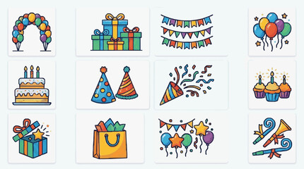 Naklejka premium Illustrated Party Decorations Collection.