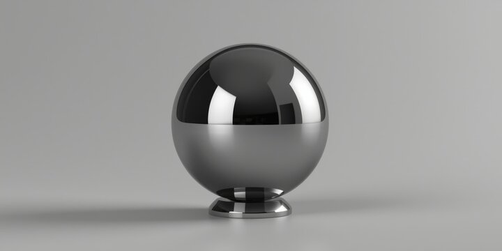 Isolated stainless steel sphere with perfect mirror finish on plain base
