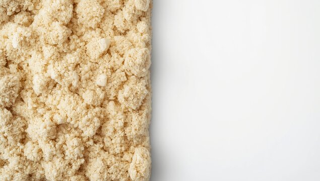 Mineral wool insulation separated on neutral white backdrop with clipping path for heat retention