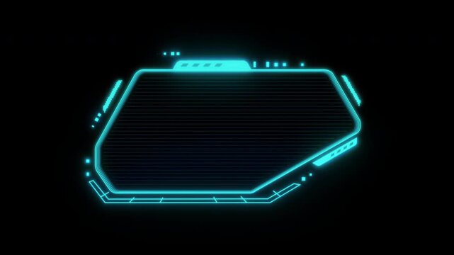Futuristic Neon Blue HUD Interface Frame Overlay Animation.