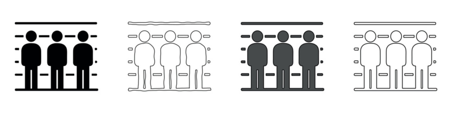 Lineup of people icons in solid black, outline, and grayscale styles