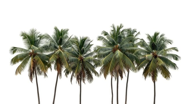 Group of betel palm trees isolated on a clean white background