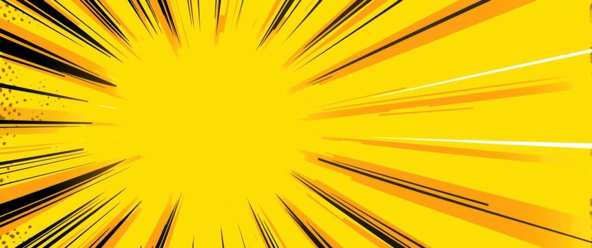 Bright yellow explosion background with radial lines