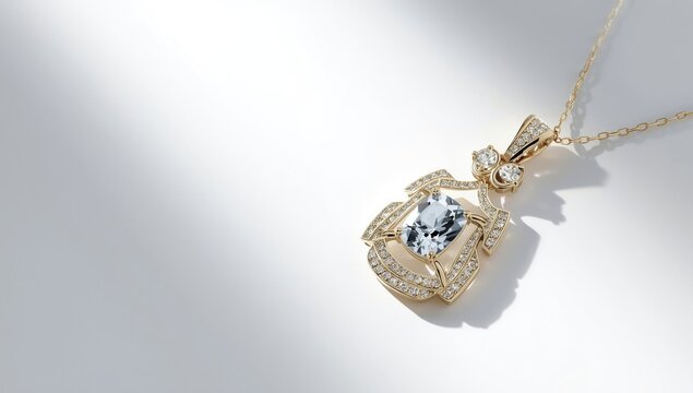 Gold jewelry pendant with a large blue gemstone and diamonds