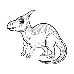 Fototapeta premium Cute Parasaurolophus dinosaur line drawing for coloring