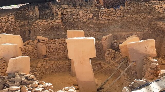 Gobekli Tepe Neolithic, Prehistoric, Monument Drone Video,  Gobekli Tepe Ancient Site Video, Haliliye Sanliurfa, Turkiye (Turkey)