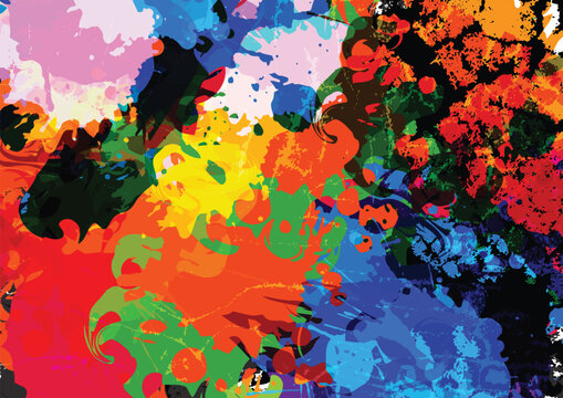 Abstract Colorful Paint Splatter Background. Dynamic Vector Illustration Design.