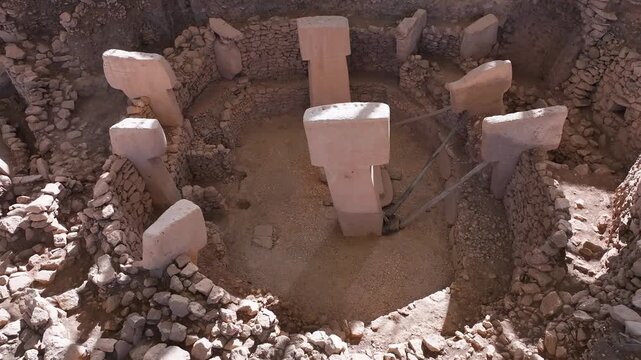 Gobekli Tepe Neolithic, Prehistoric, Monument Drone Video,  Gobekli Tepe Ancient Site Video, Haliliye Sanliurfa, Turkiye (Turkey)