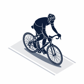 Cyclist Riding Bike on Roadway Surface.