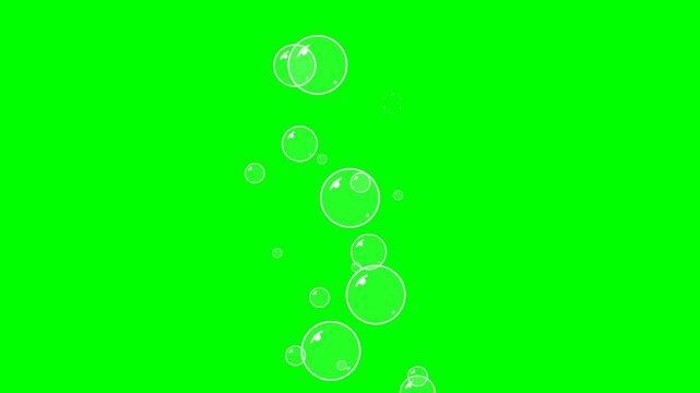 Animated white bubbles rising on a green screen background for compositing effect