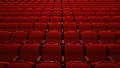 Fototapeta premium Empty red seats in a theater auditorium