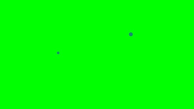 Motion tracking markers moving on a green screen chroma key background for visual effects production.