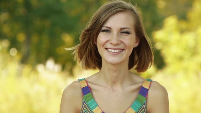 smiling beautiful young woman close-up