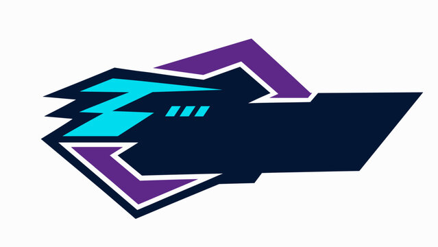Abstract blue and purple wing emblem with geometric shapes for modern branding and logo design.
