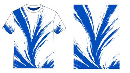 Obraz premium Blue Abstract Palm Leaf Print T-Shirt Design on White Background with Dynamic Graphic Pattern.