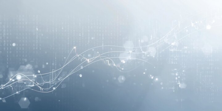 Abstract data flow with glowing lines and geometric shapes
